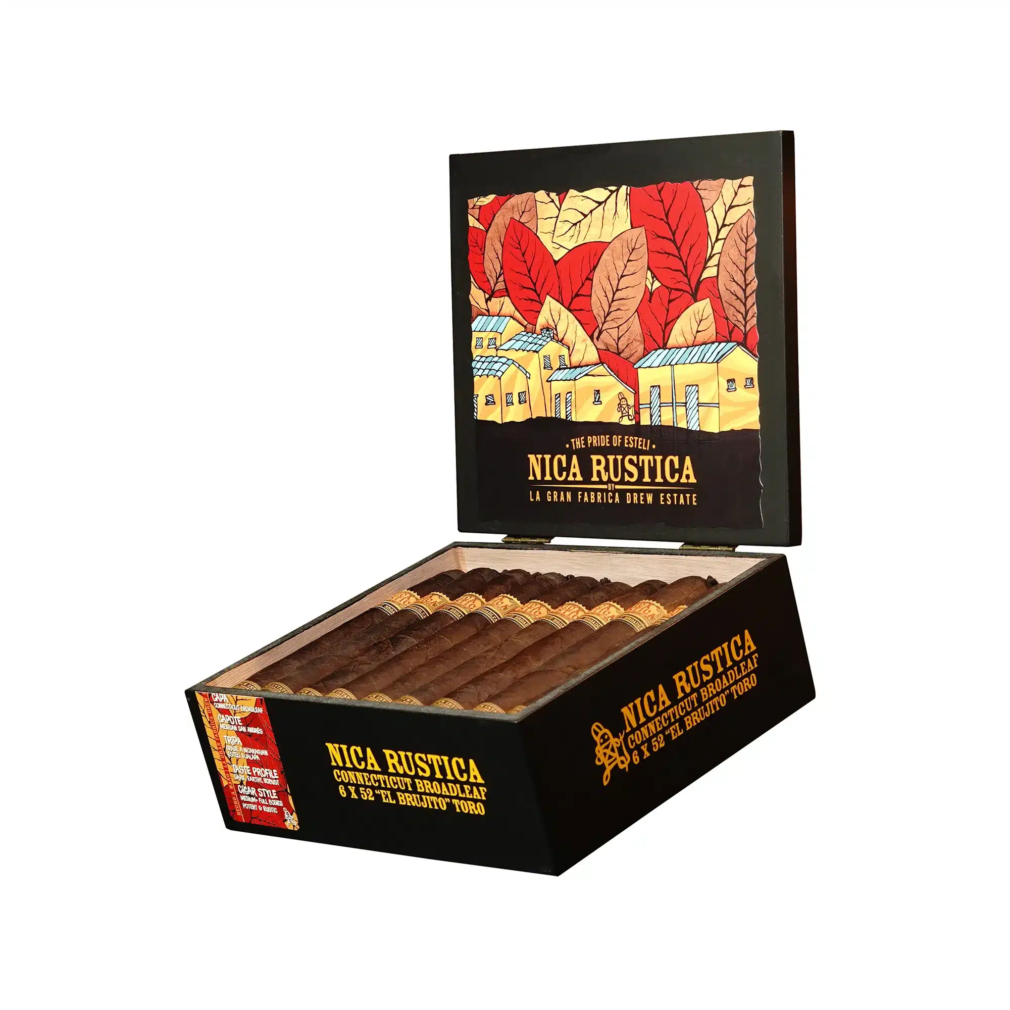 DREW-ESTATE-NICA-RUSTICA-CONNECTICUT-BROADLEAF-6-X-52EL-BRUJITO-TORO-3.webp 德鲁庄园 尼卡乡野 康涅狄格阔叶 托罗<br>DREW ESTATE NICA RUSTICA CONNECTICUT TORO - 图片 1